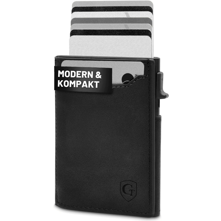 GenTo - Slim Wallet mit Münzfach - Geldbeutel Herren für 10 Karten - Geldbörse mit RFID Schutz - Sma