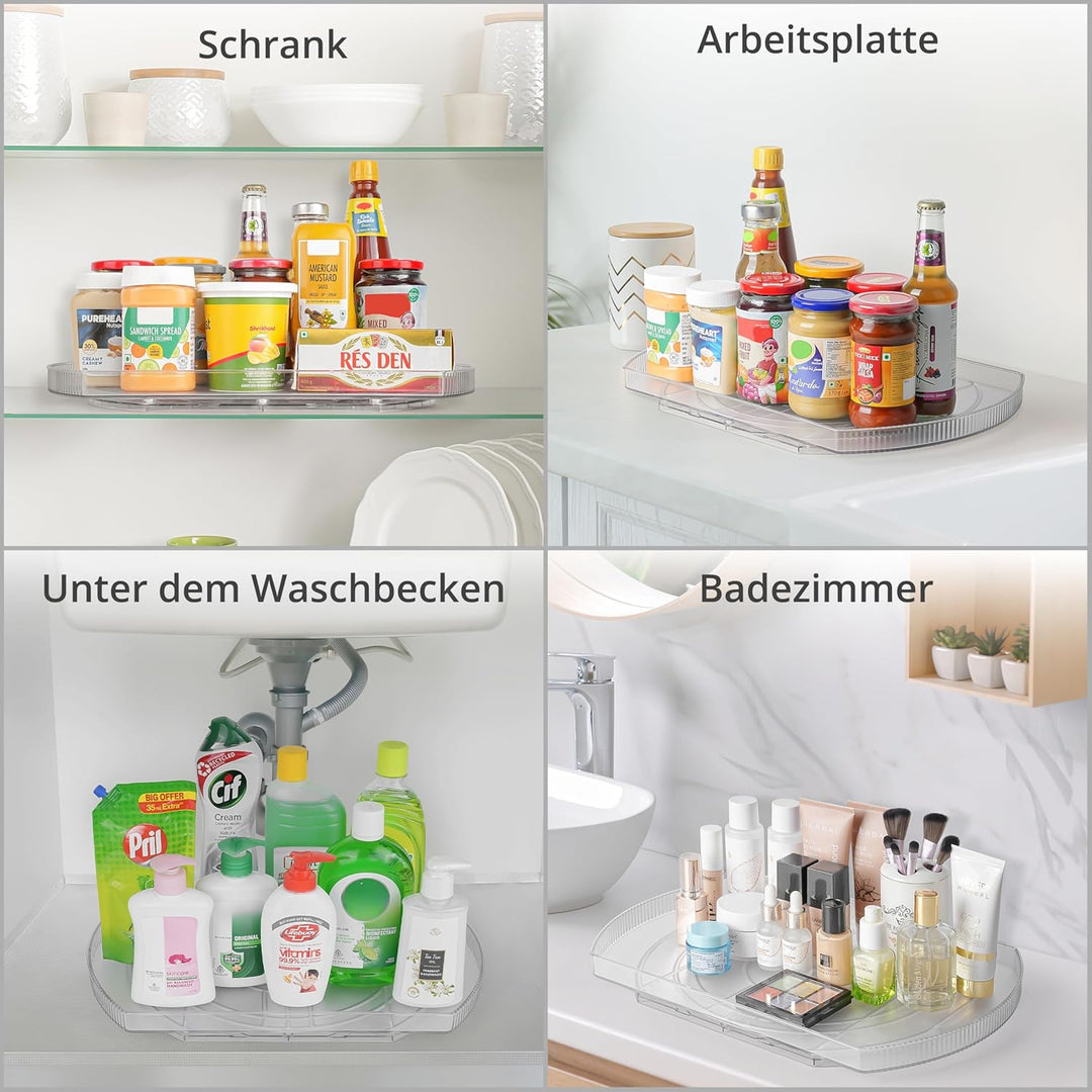Winter Shore Rechteckiger Drehteller Kühlschrank - Rechteckiger Organizer Drehbar & Verschiebbar - L