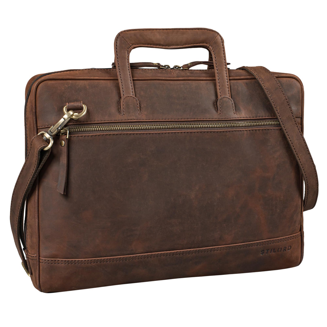 STILORD "Pierce Laptoptasche mit Griff Leder Aktentasche 15 Zoll Vintage Dokumententasche A4 Busines