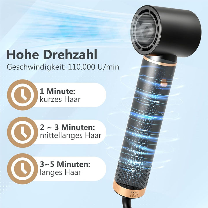 RUIZHI 5 in 1 Airstyler Rundbürstenföhn Haartrockner, 110000 U/Min 3 Temperaturregelung Multifunktio