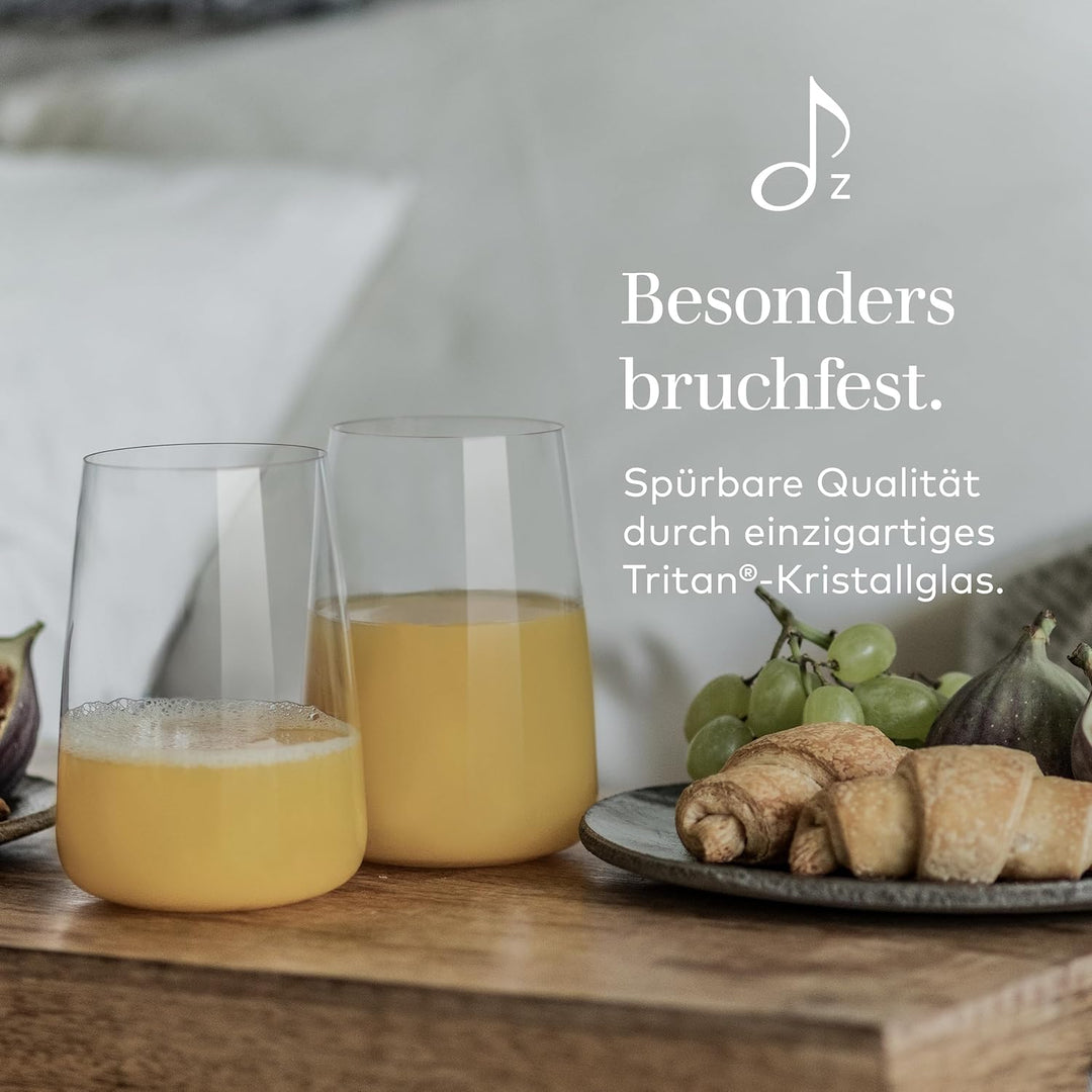 Zwiesel Glas Universalbecher Vivid Senses (4-er Set), vielseitig einsetzbare Trinkgläser, spülmaschi