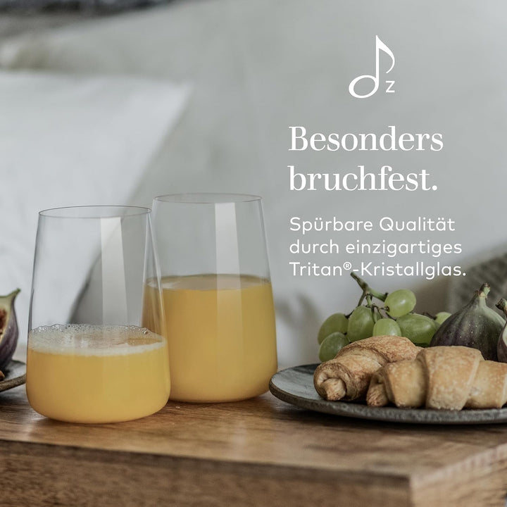 Zwiesel Glas Universalbecher Vivid Senses (4-er Set), vielseitig einsetzbare Trinkgläser, spülmaschi