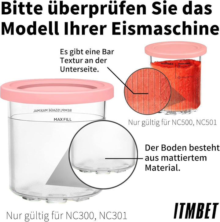 4Pcs Behälter Für Ninja CREAMI NC300EU NC301EU - Spülmaschinenfest, BPA-frei, Auslaufsicher Für Ninj