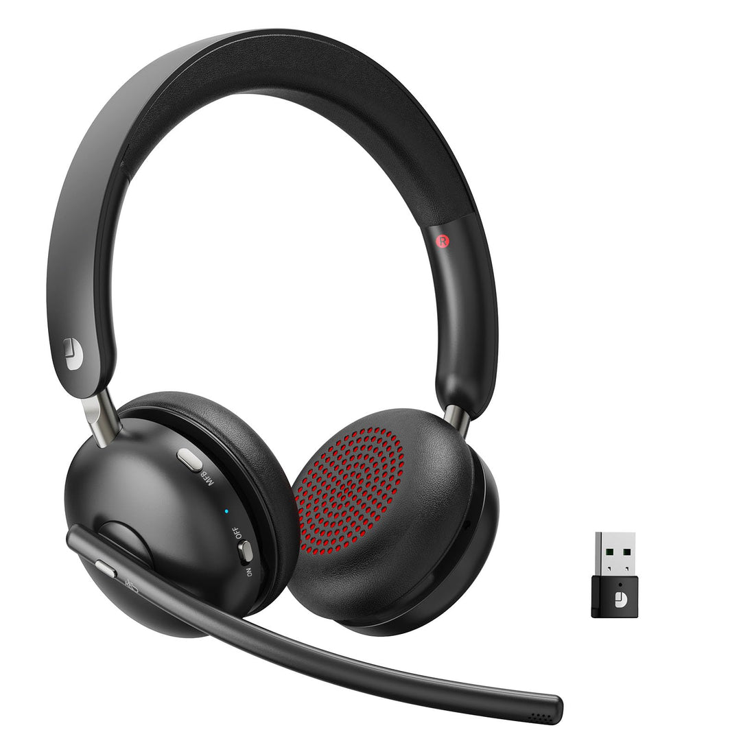 Kabelloses Headset mit Mikrofon für die Arbeit, Bluetooth 5.3 Headset mit Geräuschunterdrückung, kab