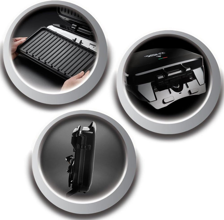 George Foreman 24330-56 Family Fitnessgrill, Kontaktgrill, Panini- und Sandwichgrill, 32,5 x 18 cm g