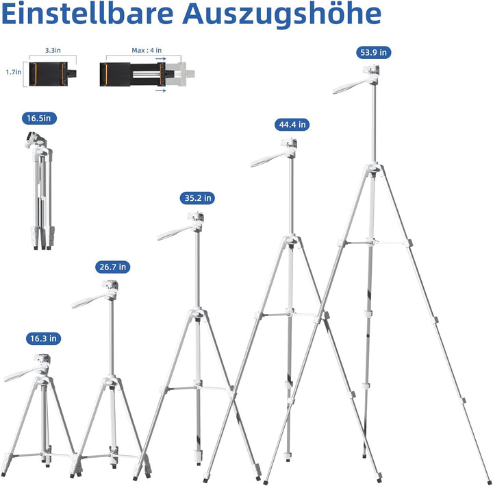 GEEKOTO Stativ für Smartphone, Einstellbar 55-Zoll Handy Stativ mit 360-Grad-Panorama-Drehplattform