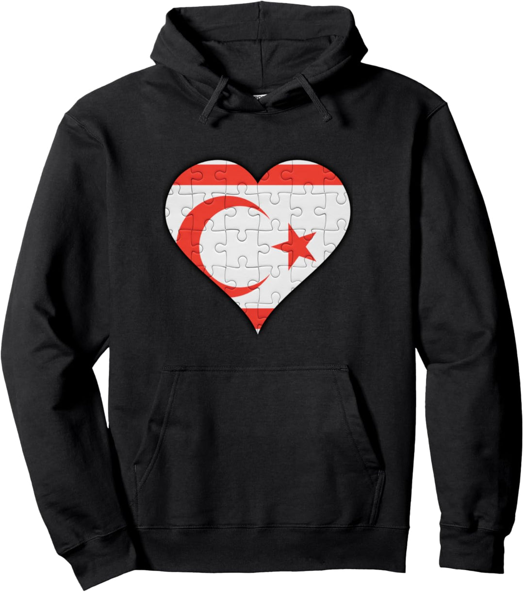 Nordzypern Türkisch-Zyprische Flagge Herz Pullover Hoodie