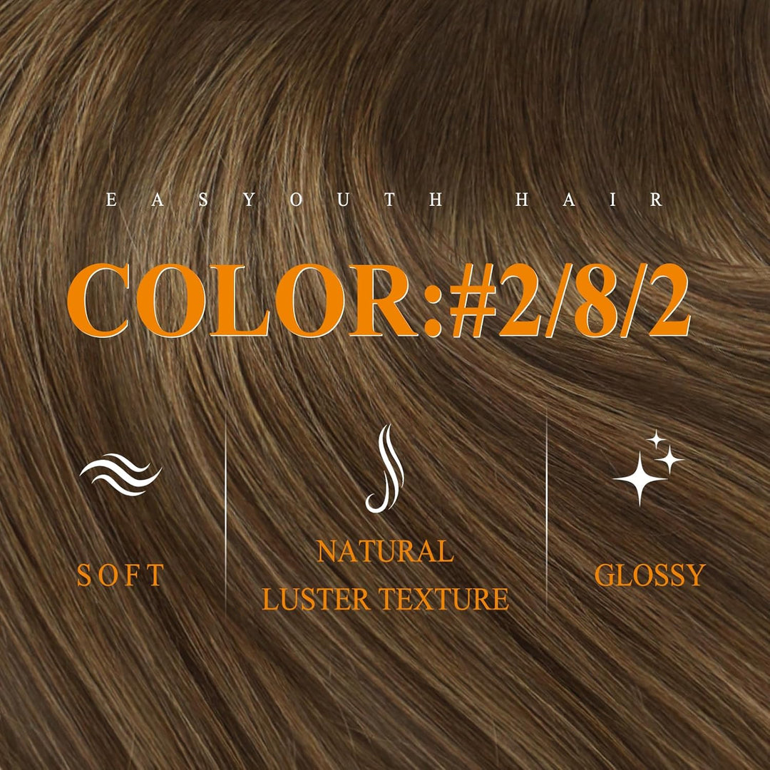 Easyouth Echthaar Extension Tape in Ombre Echthaar tape in Haar Extensions Dunkelstes Braun Aschbrau