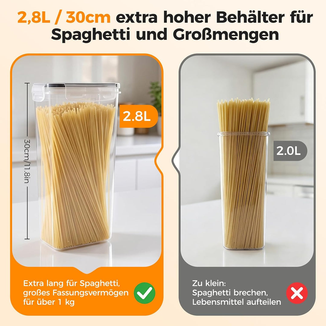 2.8L/30CM Küchen Vorratsdosen mit Deckel Luftdicht Gross 16er Set BPA Frei, aufbewahrungsbox mit dec