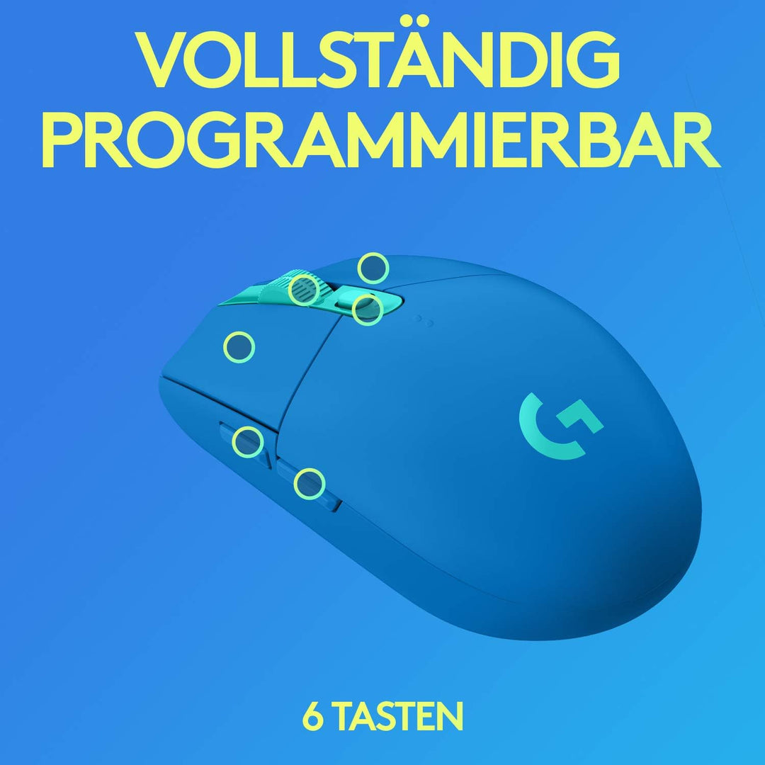 Logitech G305 LIGHTSPEED kabellose Gaming-Maus mit HERO 12K DPI Sensor, Wireless Verbindung, 6 progr