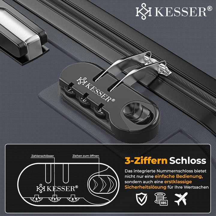KESSER® 3tlg. Hartschalenkofferset Hard Shell Basic Hartschalenkoffer Trolley Koffer Reisekoffer Rei