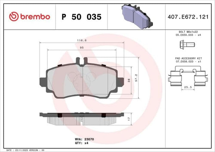 Brembo P 50 035 Bremsbelagsatz, Scheibenbremse - (4-teilig)