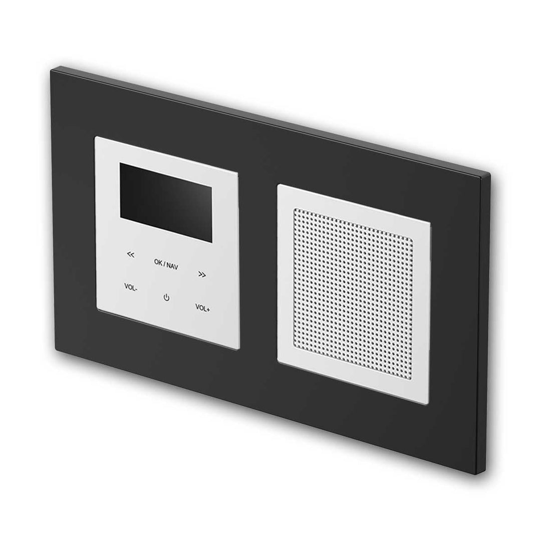 LOGIQ Unterputz Radio mit 2W RMS Lautsprecher, DAB+, UKW und Bluetooth, OLED-Display, Weck- und Slee