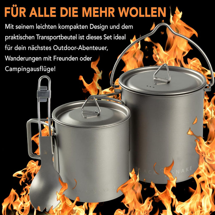 Black Snake® Wander Kochgeschirr Set 'Titanium' ultraleichtes Campinggeschirr Einheitsgrösse Titan,