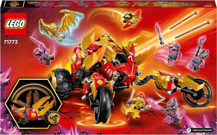 LEGO 71773 NINJAGO Kais Golddrachen-Raider Set, Auto mit Kai und Goldener Drache Zane als Minifigure