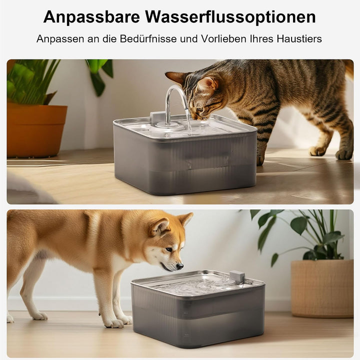FUKUMARU 7L Trinkbrunnen für Hunde，Katzenbrunnen mit 5-Schicht Filtration，Edelstahl Hundebrunnen mit