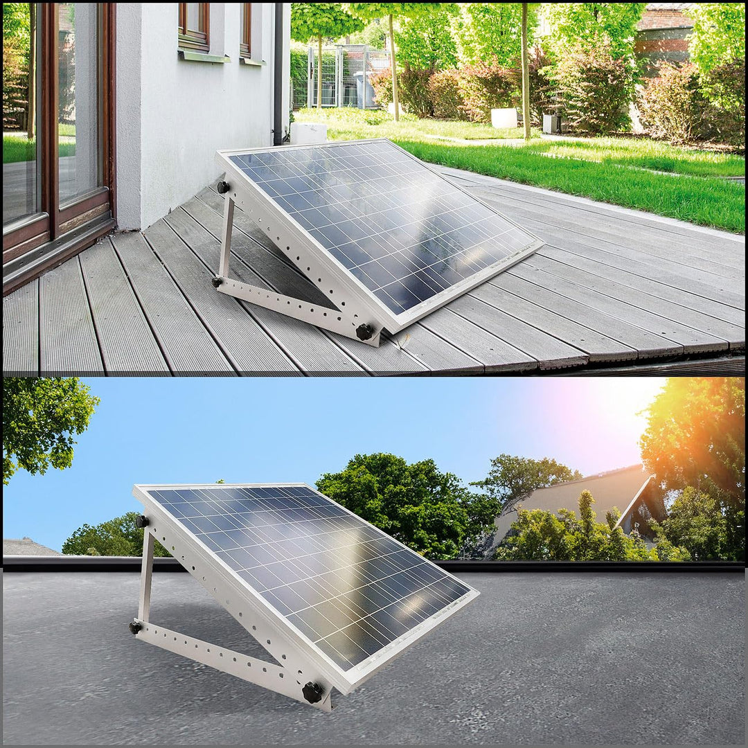 revolt Solar Wandhalterung: 2er-Set Verstellbare Aluminium-Solarpanel-Halterung, 48" / 118 cm (Balko