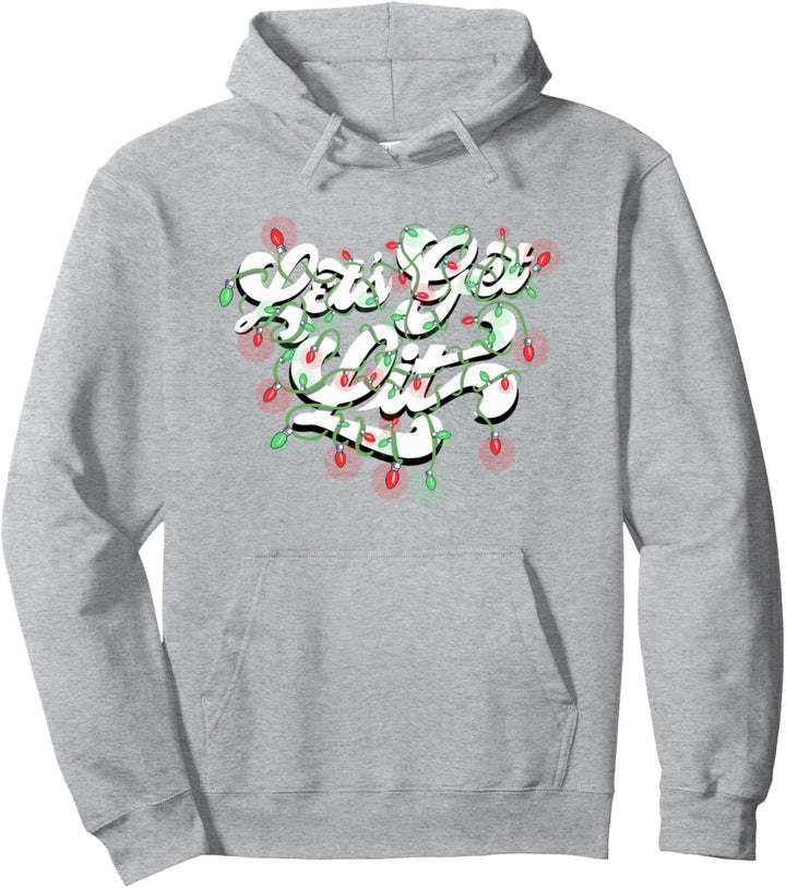 Let's Get Lit! Funny Drinking Christmas Light Graphic Pullover Hoodie