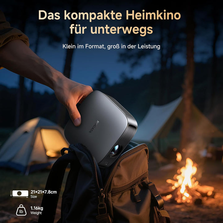 Smart Beamer 4K kompatibel mit Netflix &amp; Dolby Audio, KOGATA Kurzdistanz Projektor mit Autofokus &amp; 6