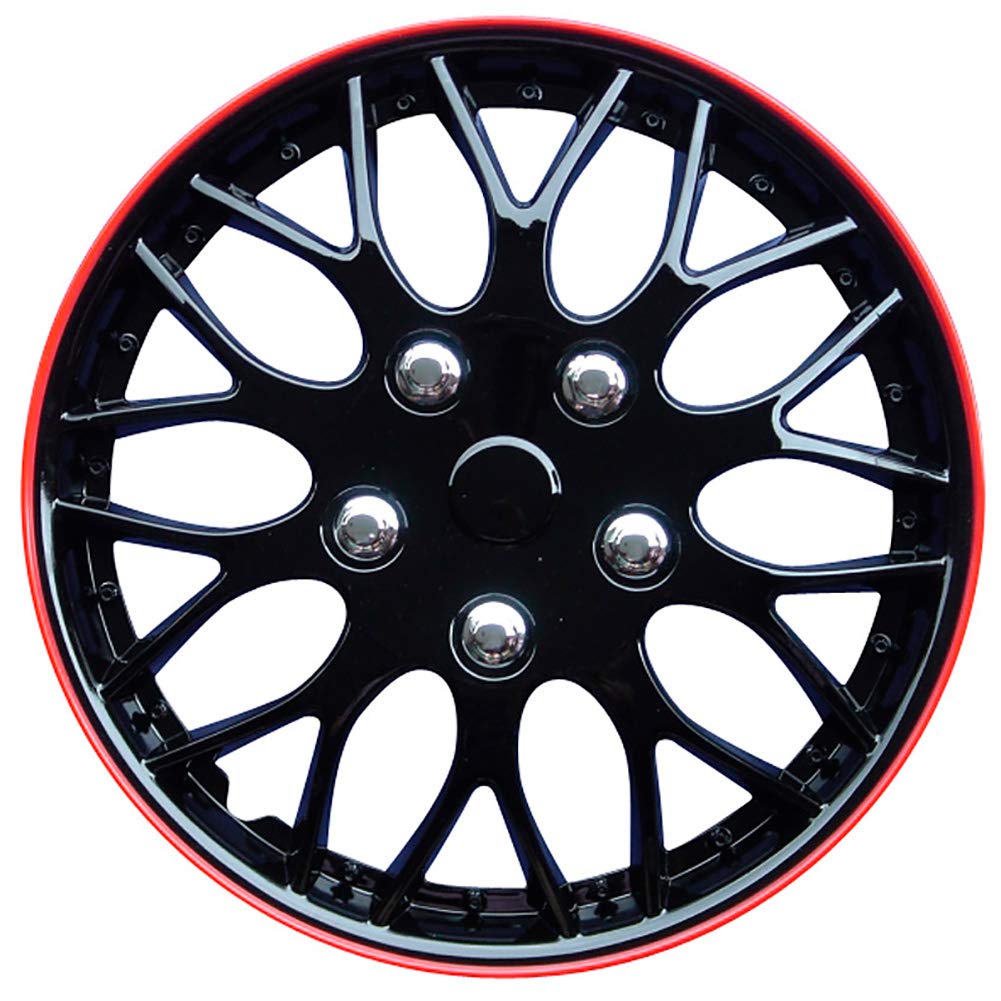 AUTO-STYLE Satz Radzierblenden Missouri 14-Zoll Schwarz/Rot unrandet 14-inch Schwarz/Rot Umrandet, 1