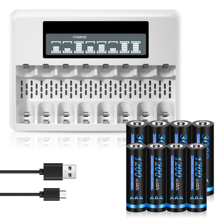 CITYORK AA AAA wiederaufladbare Lithium-Ionen Batterien mit 4 Stücke 1.5V 3000mWh AA Lithium Akku un