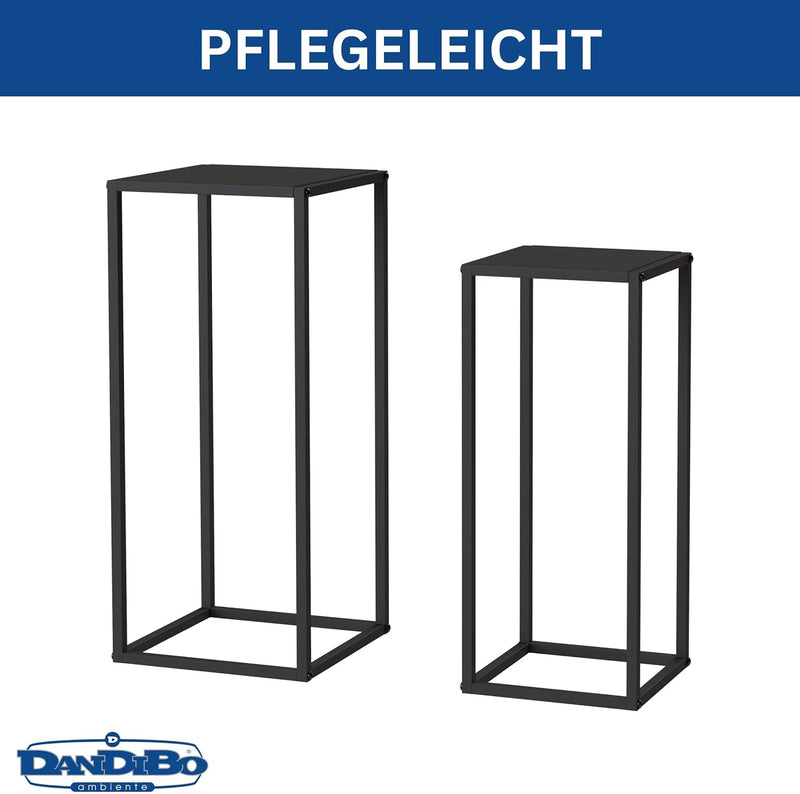 DanDiBo Pflanzenständer Metall Schwarz Eckig 2er Set 60 cm und 70 cm Beistelltisch Blumenhocker Blum