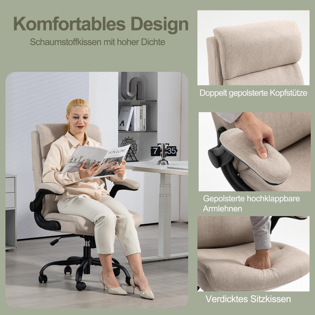 CASTLOVE Ergonomischer Bürostuhl - Schreibtischstuhl mit Rückenlehne - Hochklappbare Armlehne - Hohe