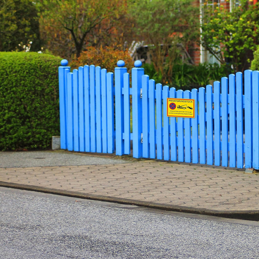 5 Stück Privatgrundstück unberechtigte parkende Fahrzeuge werden kostenpflichtig abgeschleppt Schild