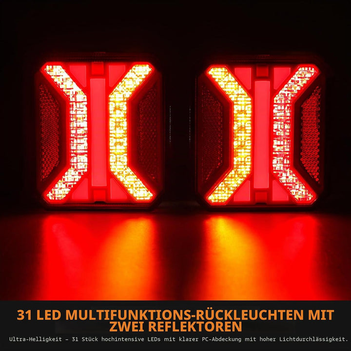2 Stück Anhänger Rücklichter, IP65 12 V/24 V Superhell Wasserdicht Blinker Bremse Rückwärtsgang Nebe