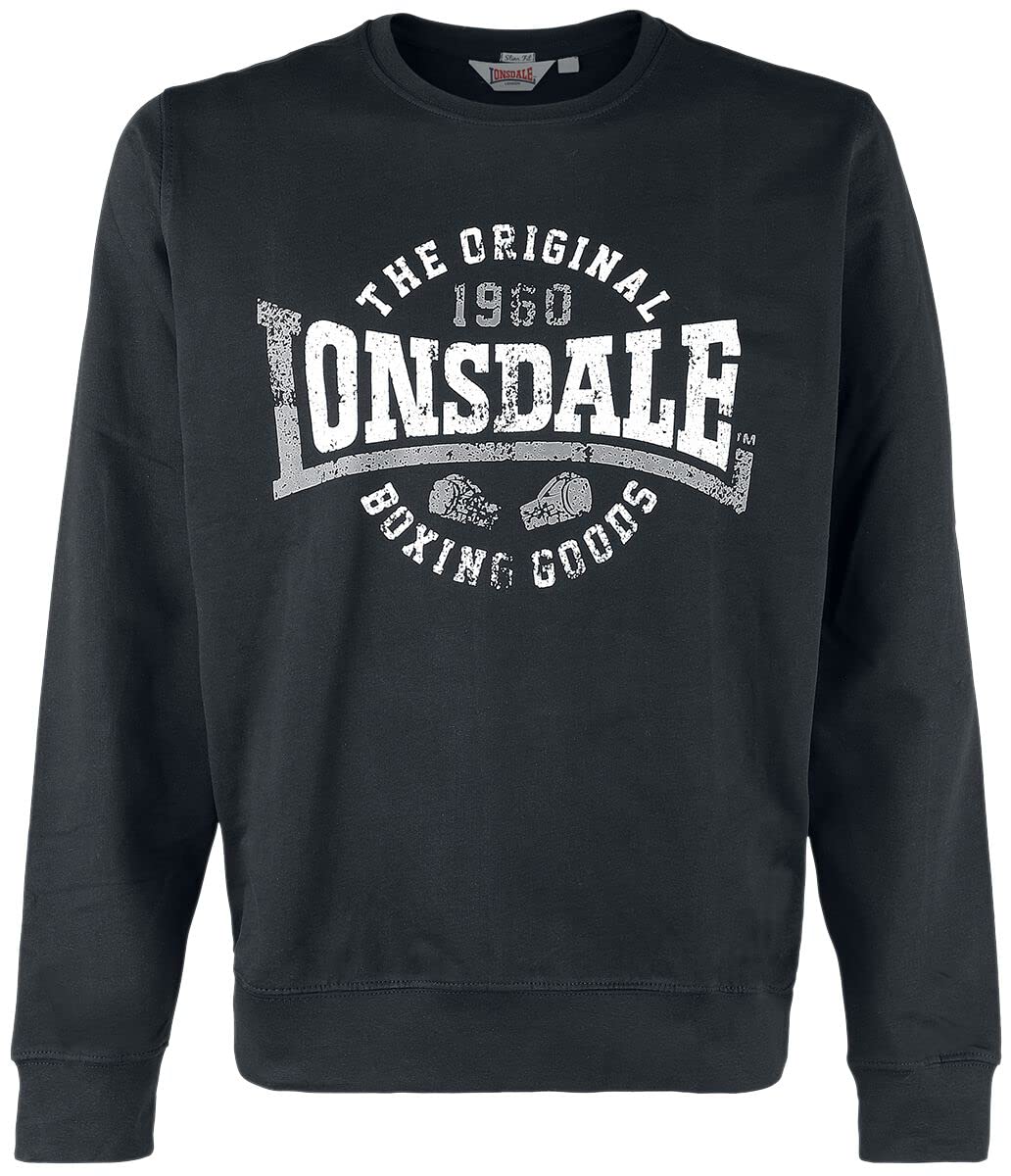 Lonsdale Herren Badfallister Sweatshirt XXL Black/White/Grey, XXL Black/White/Grey