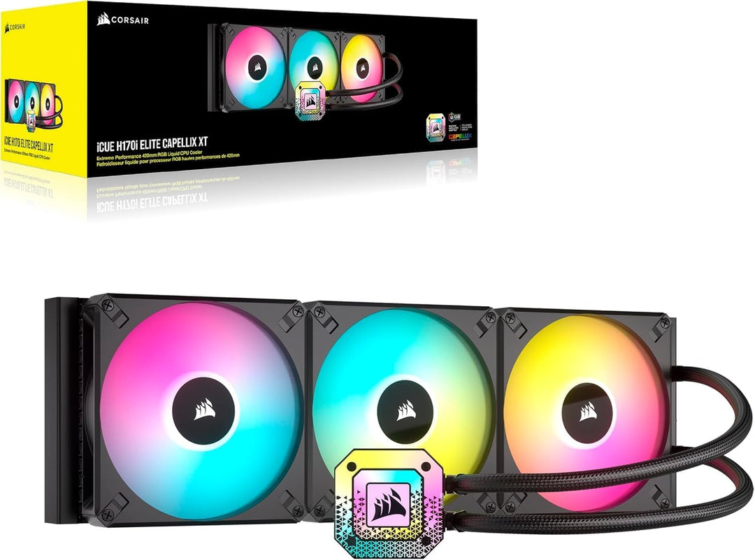 Corsair iCUE H170i Elite CAPELLIX XT Flüssig-CPU-Kühler - DREI AF140 RGB Elite-Lüfter - 420-mm-Radia