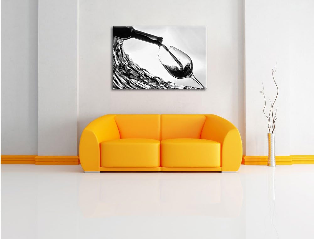 Monocrome, Wein, Format: 100x70 auf Leinwand, XXL riesige Bilder fertig gerahmt mit Keilrahmen, Kuns