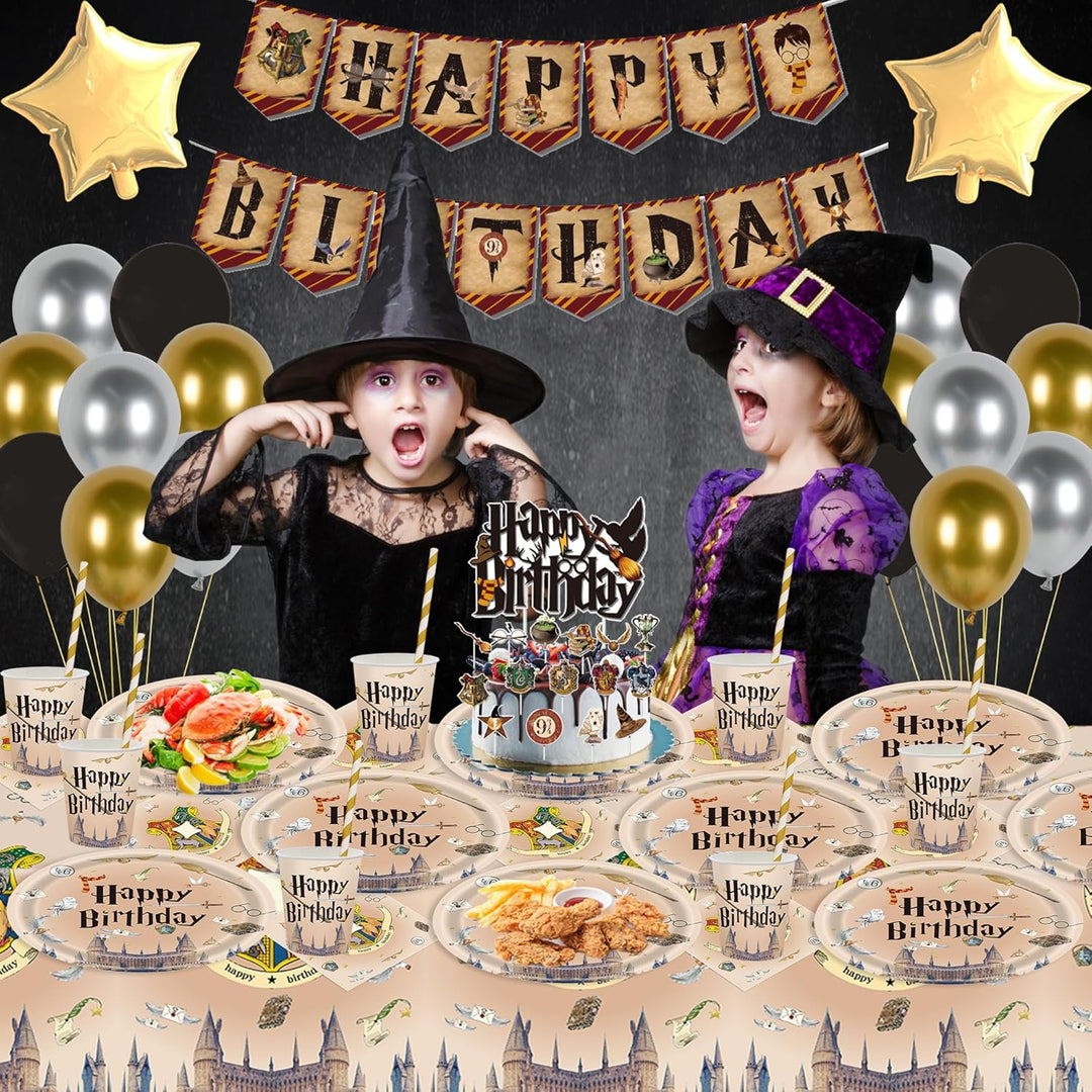 Eviznbou Wizard Geburtstag Deko, Magischer Wizard Partygeschirr Set, Wizard Geburtstag Party Geschir