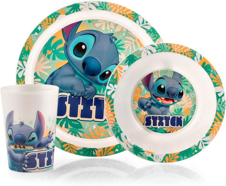 Lulabi -Stitch Hawaii Brei-Set, 3-teilig, aus Polypropylen, BPA-frei, bunt, spülmaschinenfest, mikro