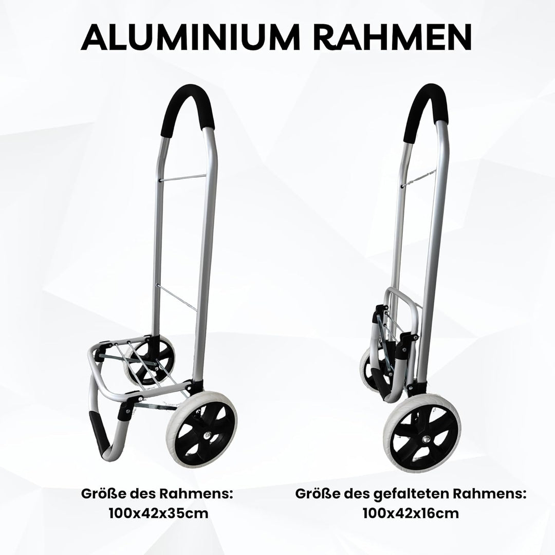 43.5Liter Aluminium Trolley Einkaufstrolley Klappbar, Shopping Trolley, Wasserabweisender Einkaufswa
