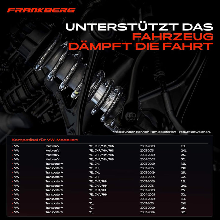 Frankberg 2x Federn Fahrwerksfeder Hinterachse Kompatibel mit M.u.l.t.i.v.a.n V 2003-2015 Transporte