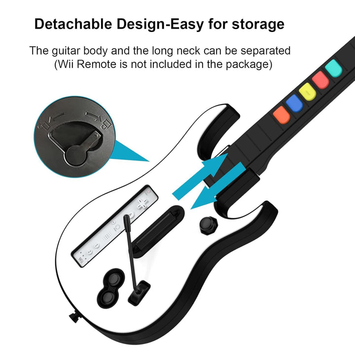 DOYO Guitar Hero Wii Gitarre Abnehmbare kabellose Gitarren Controller (M-Weiss), M-Weiss
