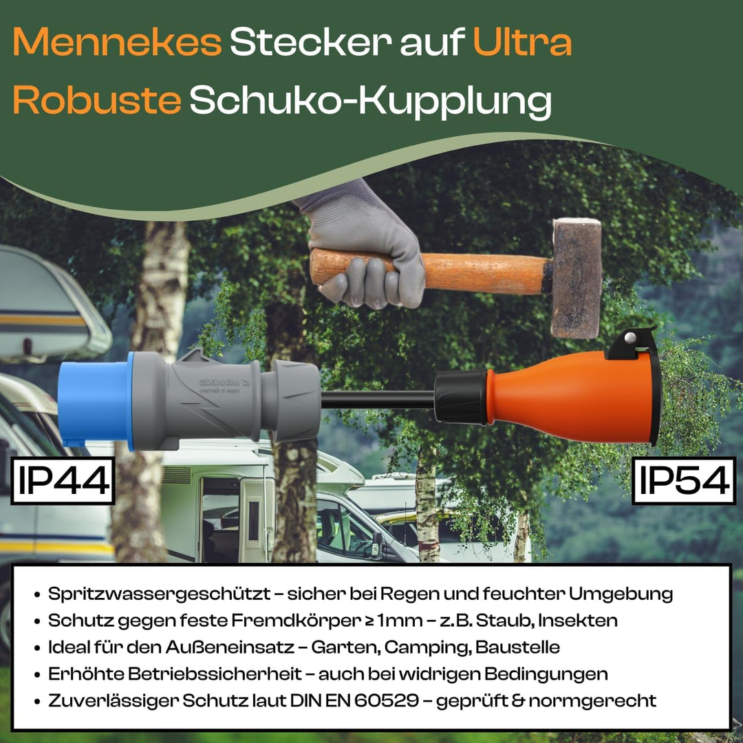 netbote24 CEE Stecker Schuko Adapterkabel Camping Caravan Boot Campingkabel H07RN-F 3x1,5 3g1,5 IP44