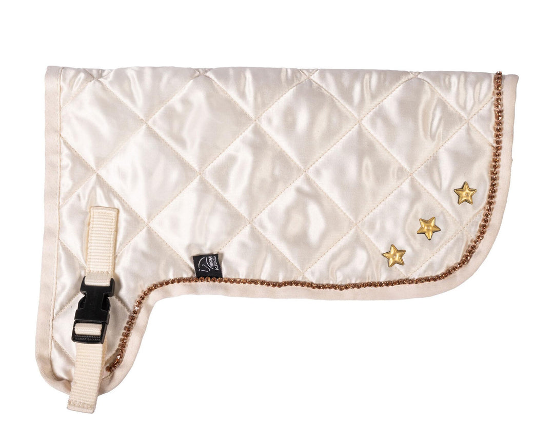HKM Hobby Horsing Decke Premium | mit Glitzersteinen & Stern-Aufnähern | beige