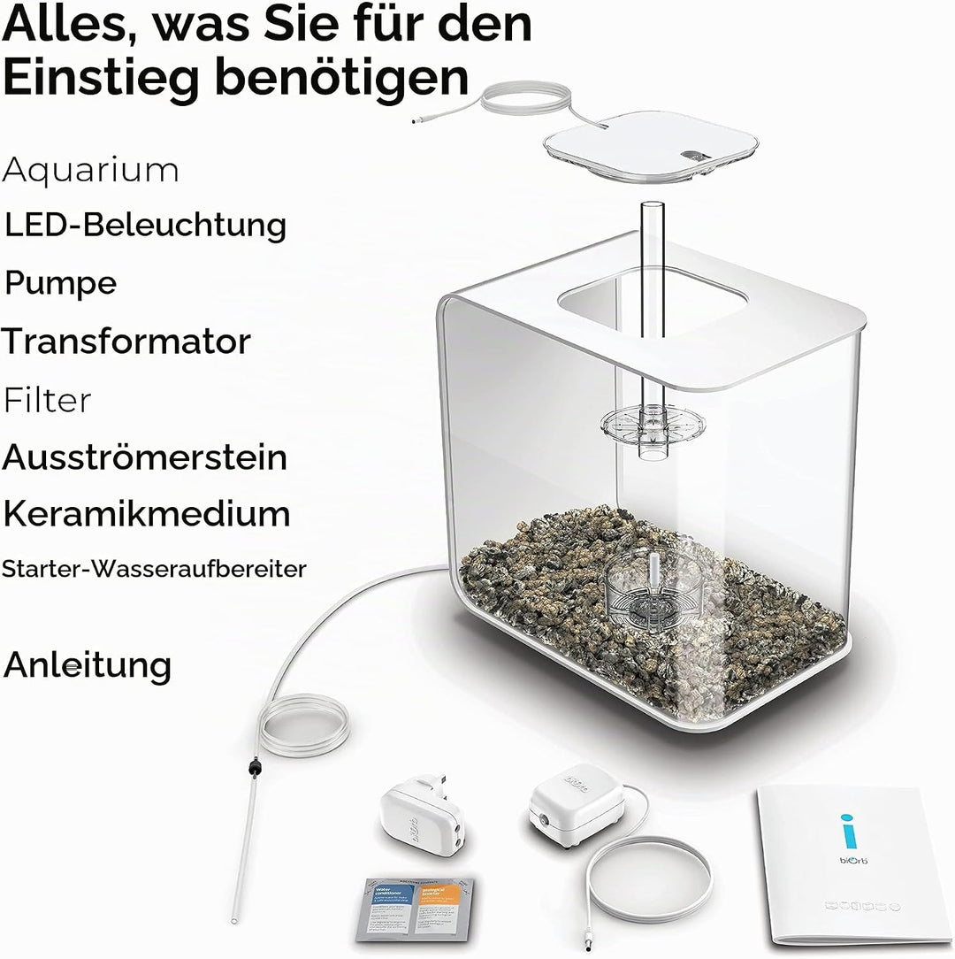 biOrb 72034 FLOW 30 LED in weiss – elegantes Design-Aquarium Komplett-Set mit Filter-System, LED-Bel