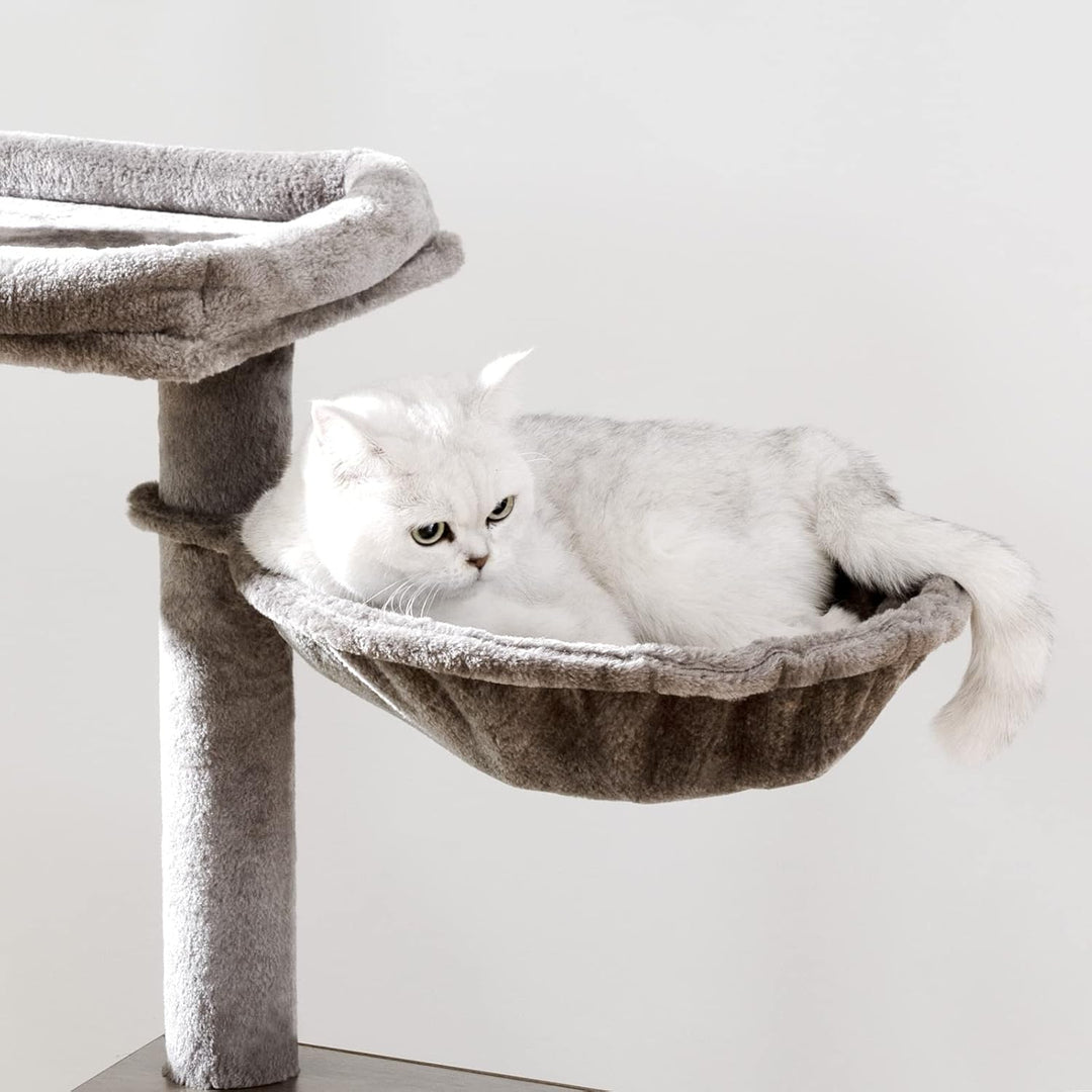 HOOBRO Kratzbaum mit Katzenklo-Schrank, 2-in-1 Katzenbaum, 150 cm, versteckte Katzentoilettenmöbel,