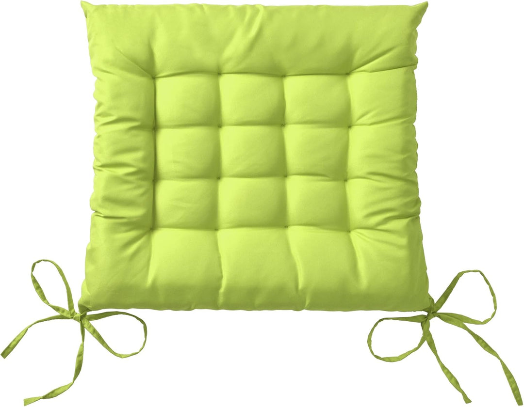 Beautissu 4er Set Stuhlkissen mit Bändern Indoor &amp; Outdoor Auflagen Stühle | 40x40 in Grün mit 5cm P