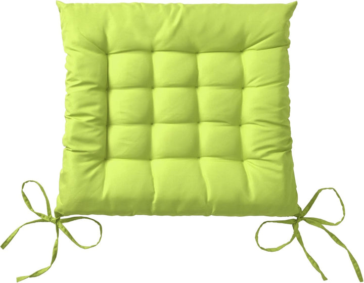 Beautissu 4er Set Stuhlkissen mit Bändern Indoor &amp; Outdoor Auflagen Stühle | 40x40 in Grün mit 5cm P