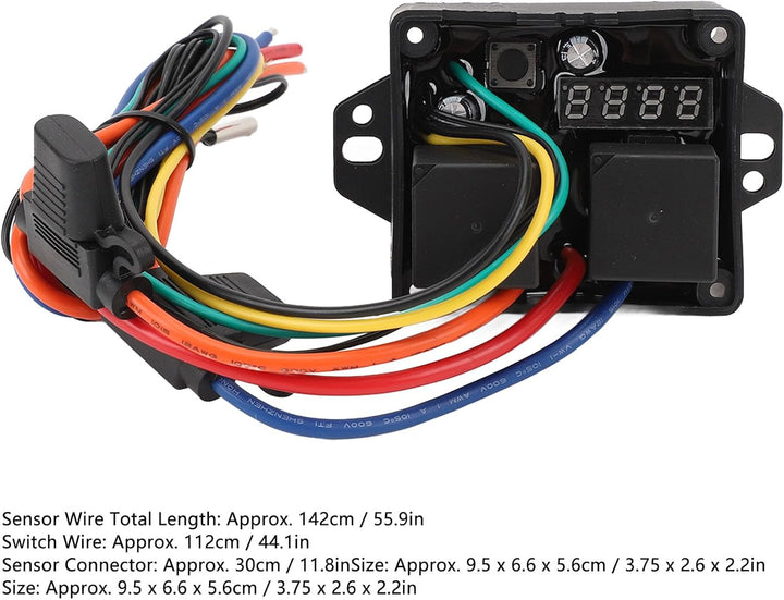 Digitaler Thermatischer Lüfterschaltersatz, 12V 24V Einstellbare Temperatur, Digitaler Kühlerlüfter-