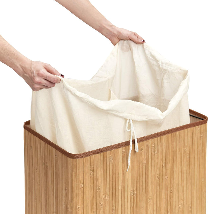 Zeller 13413 Wäschesammler, 2-fach, Bamboo, 52 x 32 x 63 cm, natur, Natur