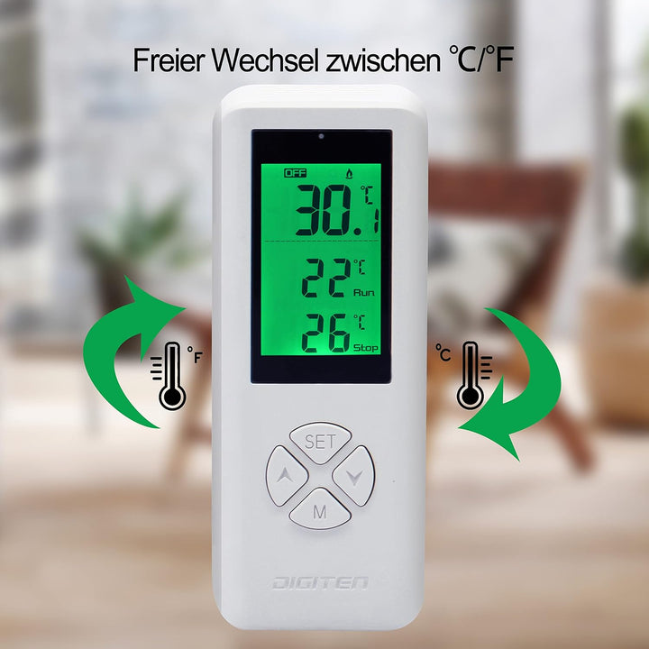 Kabelloser Thermostatausgang, temperaturgesteuerte Steckdose Heizung & Kühlung Fernbedienung und Plu