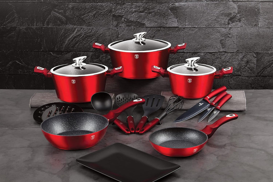 Berlinger Haus 17 Teile Kochgeschirr Set - Weinrot 17-Piece Weinrot, 17-Piece Weinrot