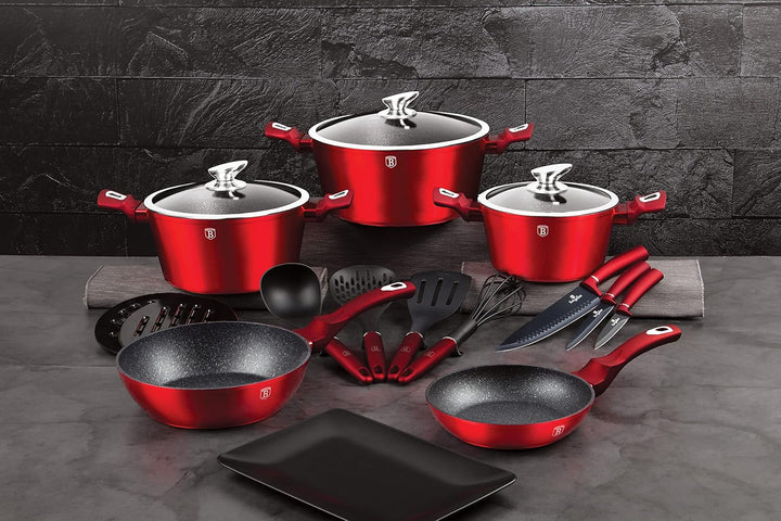 Berlinger Haus 17 Teile Kochgeschirr Set - Weinrot 17-Piece Weinrot, 17-Piece Weinrot