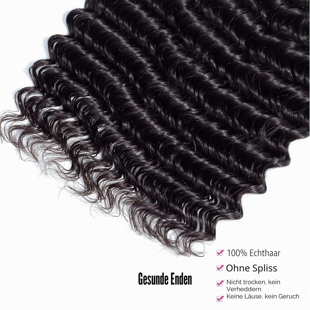 Deep Wave Human Hair Bundles Virgin Hair 100% Unprocessed Human Hair Extensions Double Weft Curly Ha