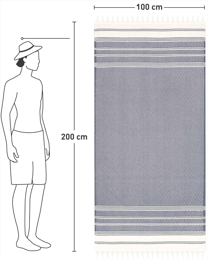 Fit-Flip Hamamtuch aus 100% Baumwolle saugfähig und schnelltrocknend | Navy, 100x200cm Diamond, türk